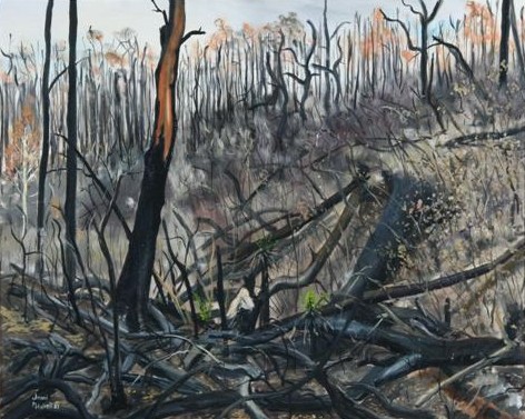 This painting is from the Ash Wednessday Series painted after the fires 1983